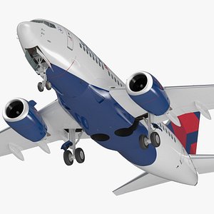 Delta Air Lines Boeing 737 with Cockpit and Cabin 3D model