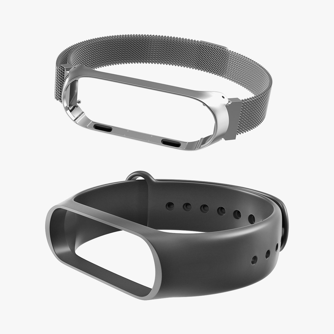 Mi Band Straps Collection 3D model preview