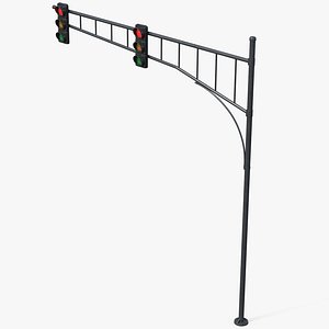 3D Traffic Light Pole Black