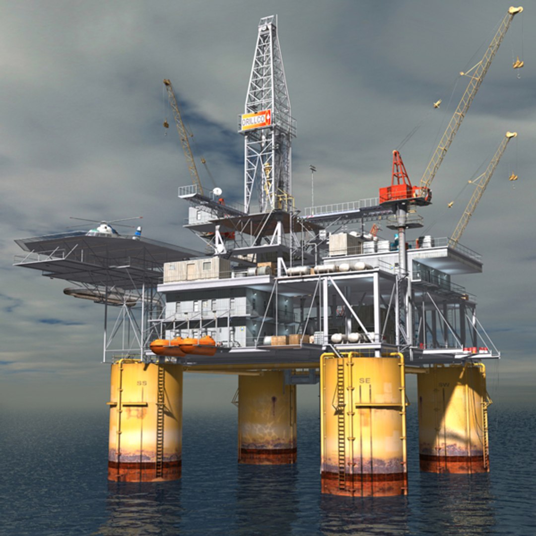 oil rig scene 3d model