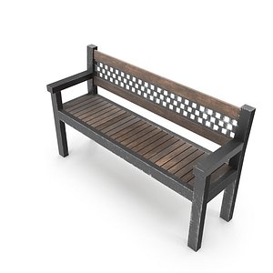 Weathered Outdoor Park Bench 12