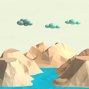 Cartoon low poly landscape