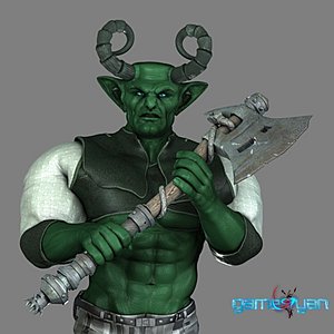 orc character rig fantasy 3D model