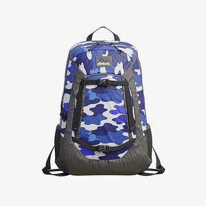 Sport Backpack with Blue-White Military Camouflage Pattern