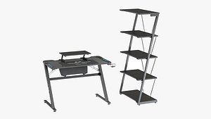shelves gaming desk 3D model
