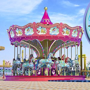 Cartoon adventure playground carousel amusement park amusement equipment 3D model