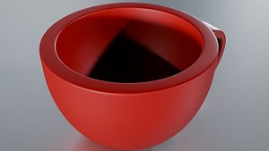 Modern Matte Red Coffee Cup - High Poly Architectural Prop 3D model