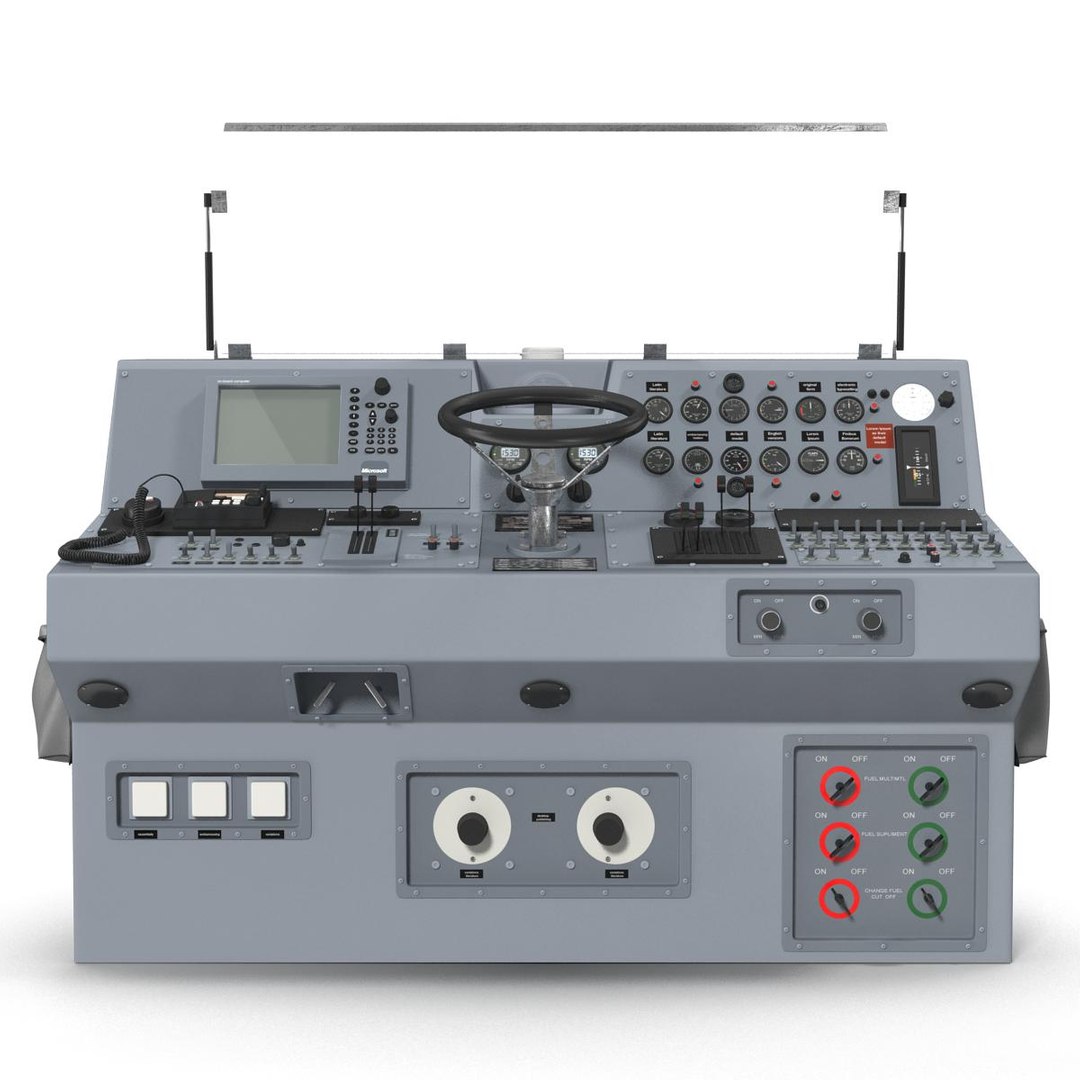 3d military boat control panel model