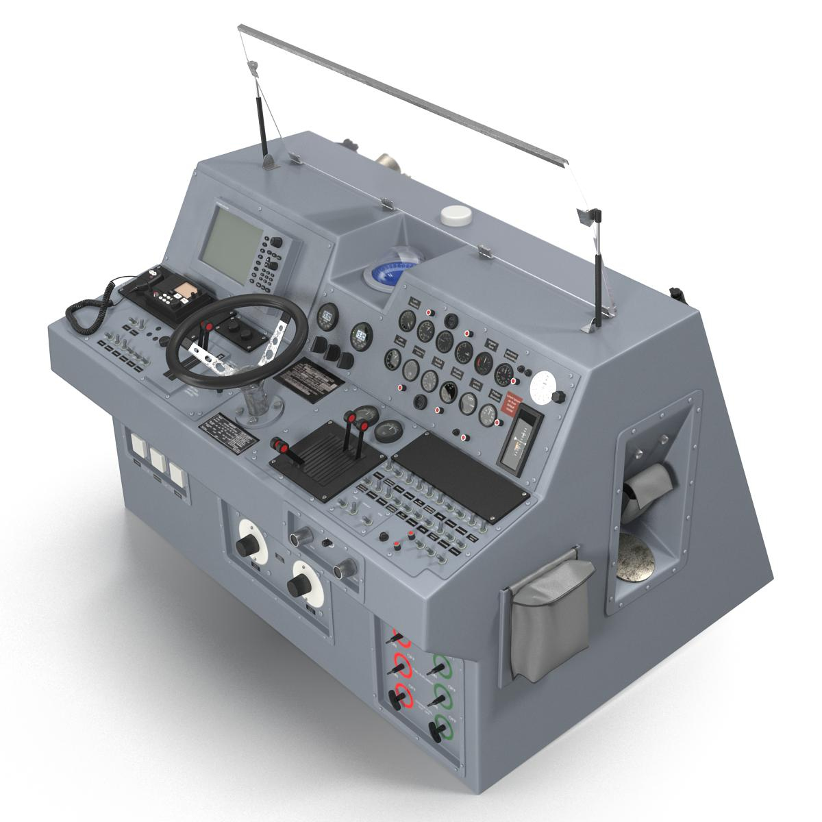 3d military boat control panel model