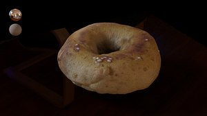 3D model plain bagel