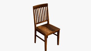 Natural Wood Chair with Detailed Texture - Optimized 3D Furniture Model for Rendering