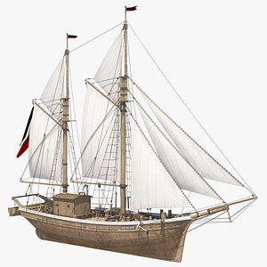 galeas ship sea 3D model