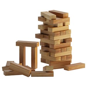 Board Game Leaning Jenga Tower 3D model