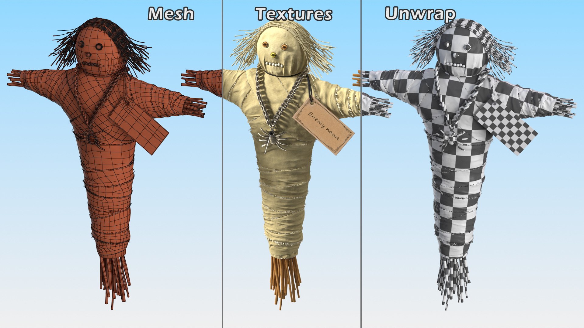 Traditional Voodoo Doll White 3D model TurboSquid 1900355