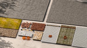 Modular Outdoor Paving Parking Accessories Set Mid Poly PBR 3D Model