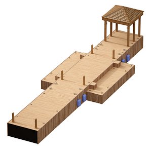 Wooden Pier Jetty 3D