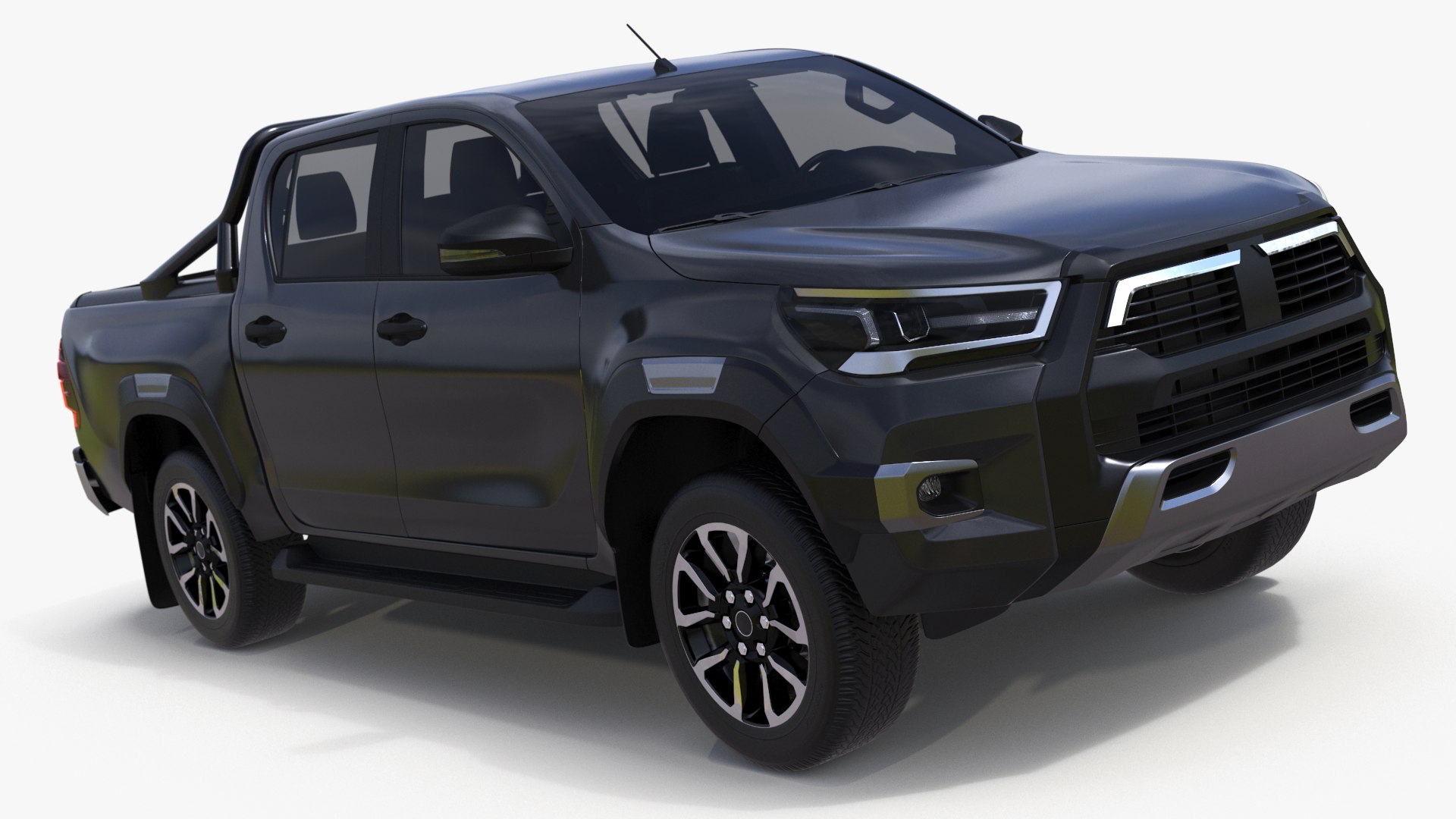 Pickup Truck Simplified Black 3D model preview
