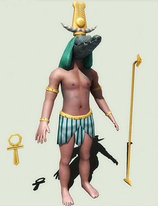 Low poly character of egyptian god Sobek