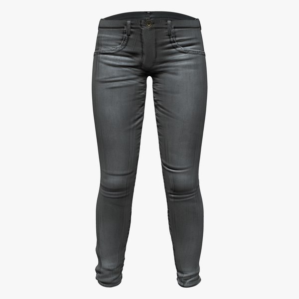 Black Denims Tight Rebellion Pants 3D model