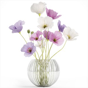 Small bouquet of wildflowers in a vase with poppy 418