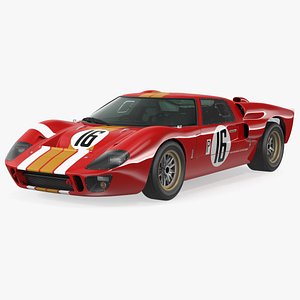 Ford GT40 Racing Car Red Rigged 3D model