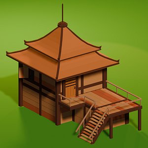 3D Low Poly Japanese House