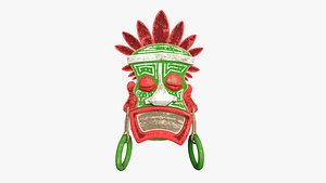 3D Tribal Mask J04 Green Red - Costume Character Design