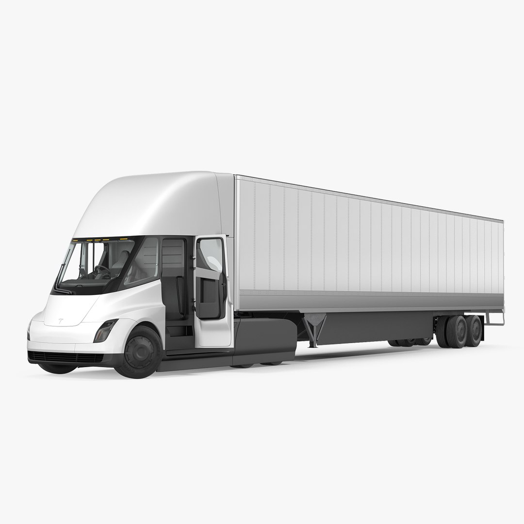 Tesla Semi Truck with Trailer Rigged 3D model preview