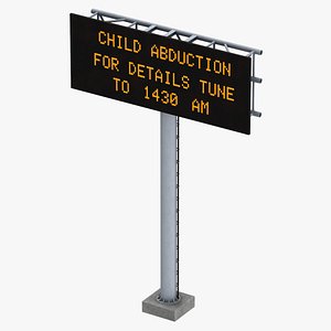 3D Digital Highway Sign 03 Turned On and Blank