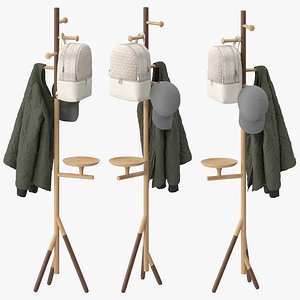 3D Coat Rack Wooden Entryway model
