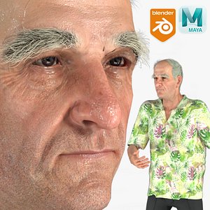 Realistic Rigged Old Man-Mason Character 3D Model 3D model