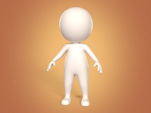 Cartoon Stickman Character with FK and IK Rig -- Man - Boy