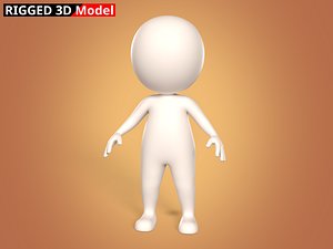 3D model cartoon stickman based