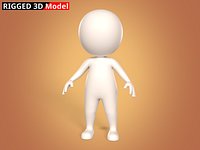 Cartoon Stickman Character with FK and IK Rig -- Man -- Boy