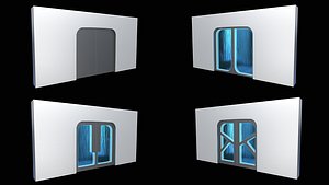 3D model Lowpoly Scifi Door Collection