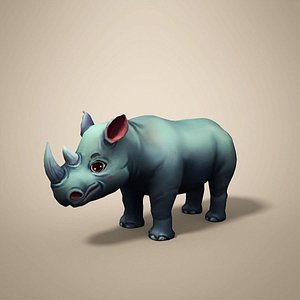 rhino rhinoceros cartoon 3D