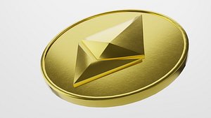 Ethereum coin Low-poly Gold 3D model