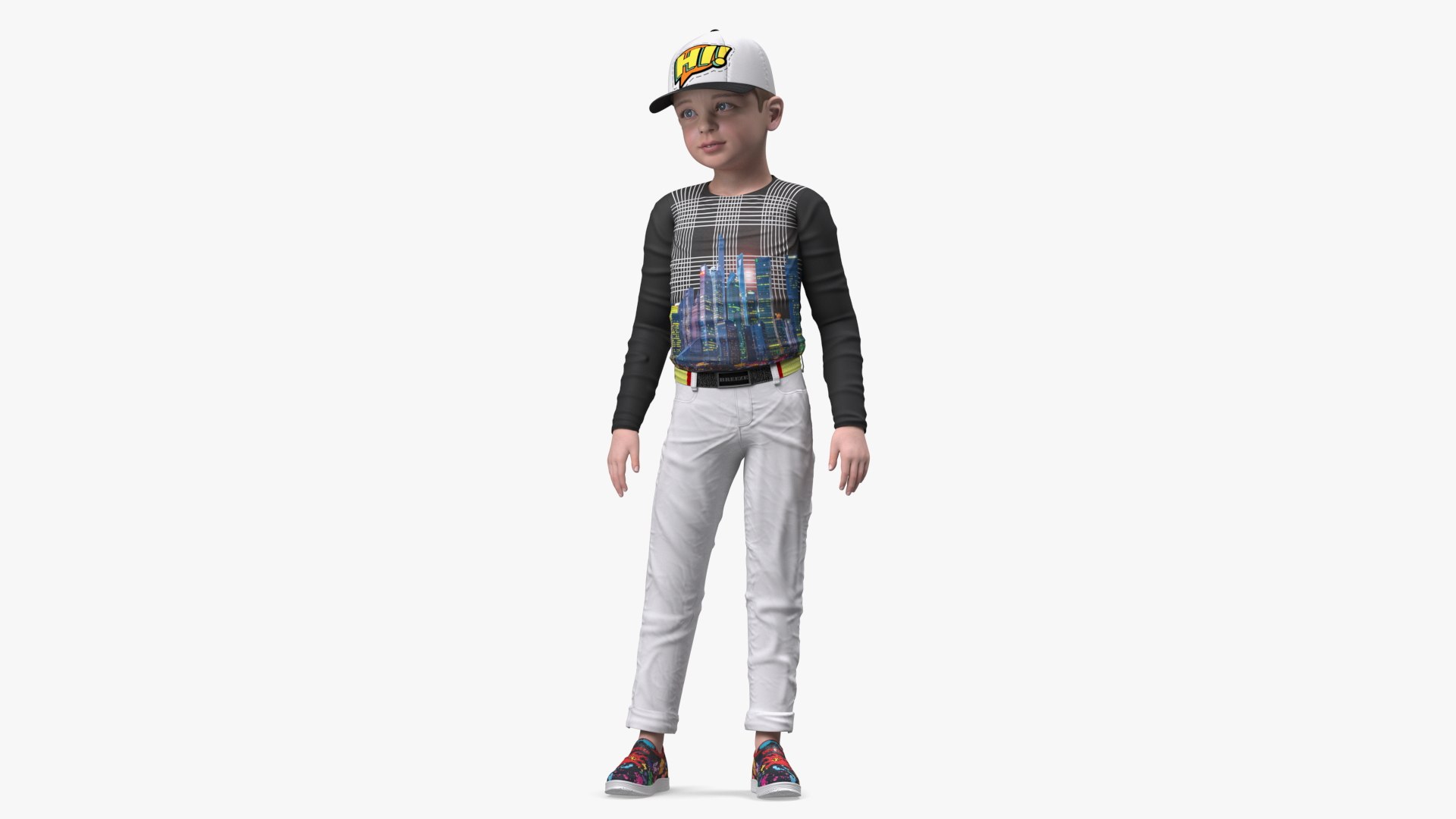 Realistic Child Boy Street Style 3D model preview