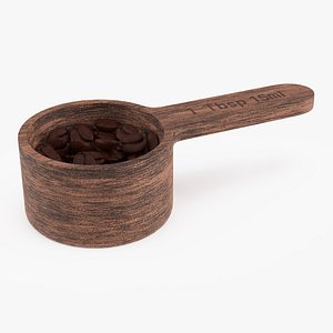 3D model Wooden Measure Scoop with Coffee Beans