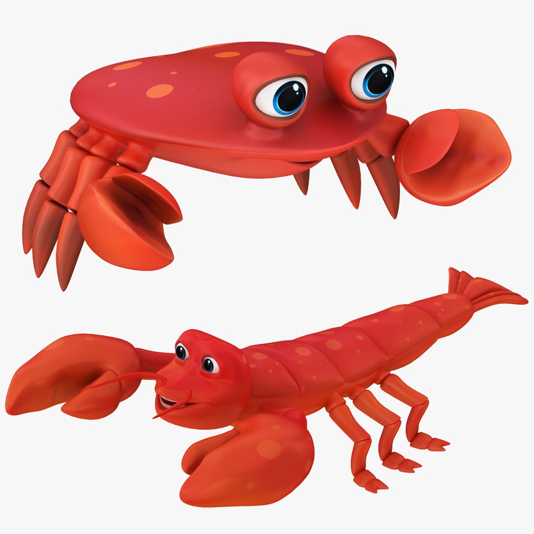 Cartoon Crab And Lobster 3D Model TurboSquid 2097352