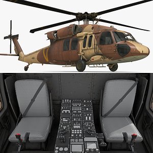 3D Military Tactical Helicopter with Twin Rotors Brown Used