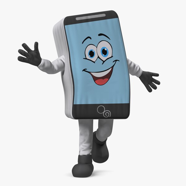 Mascot Character Mobile Phone White Rigged model