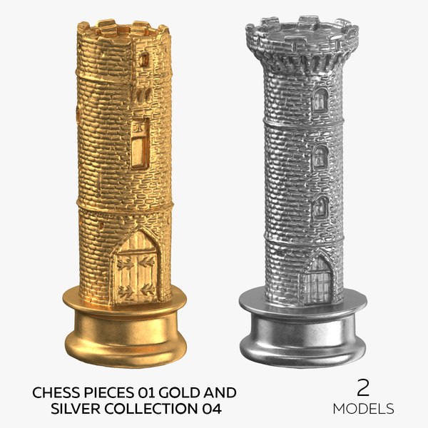 Chess Pieces 01 Gold and Silver Collection 04 - 2 models 3D model
