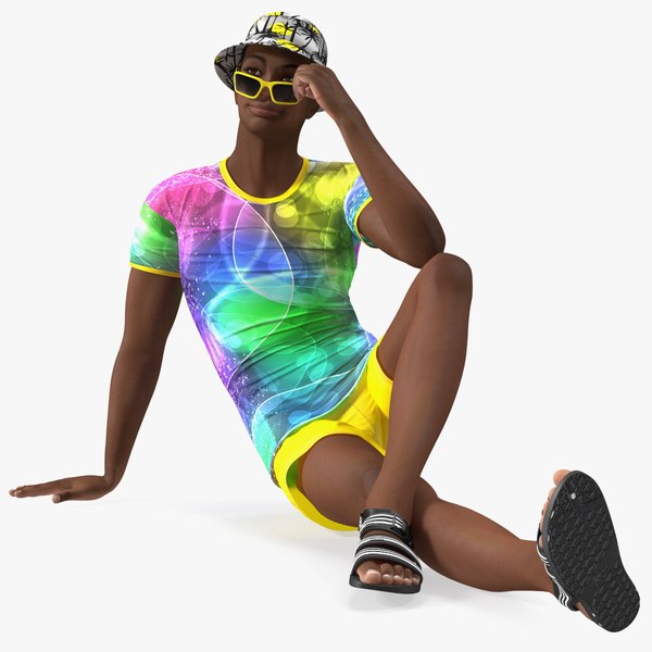 Light Skin Teenager Beach Style Sitting Pose 3D