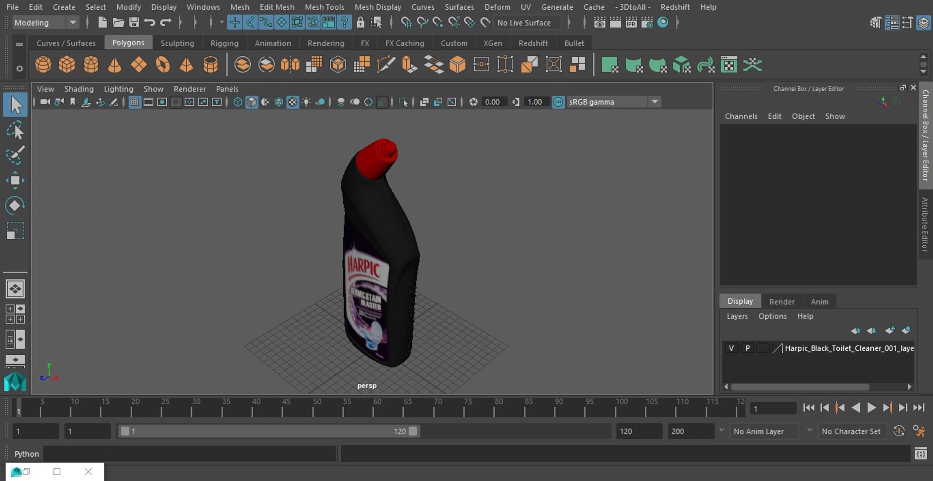 3D Harpic Black Toilet Cleaner TurboSquid 2054551