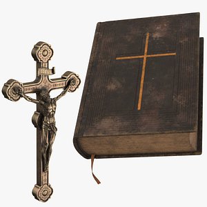 crucifix vintage bible 3d model