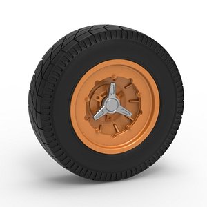 Wheel of Vintage Dirt race car V6 Scale 1 to 25 model
