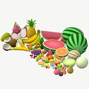 Low Poly Fruit Set