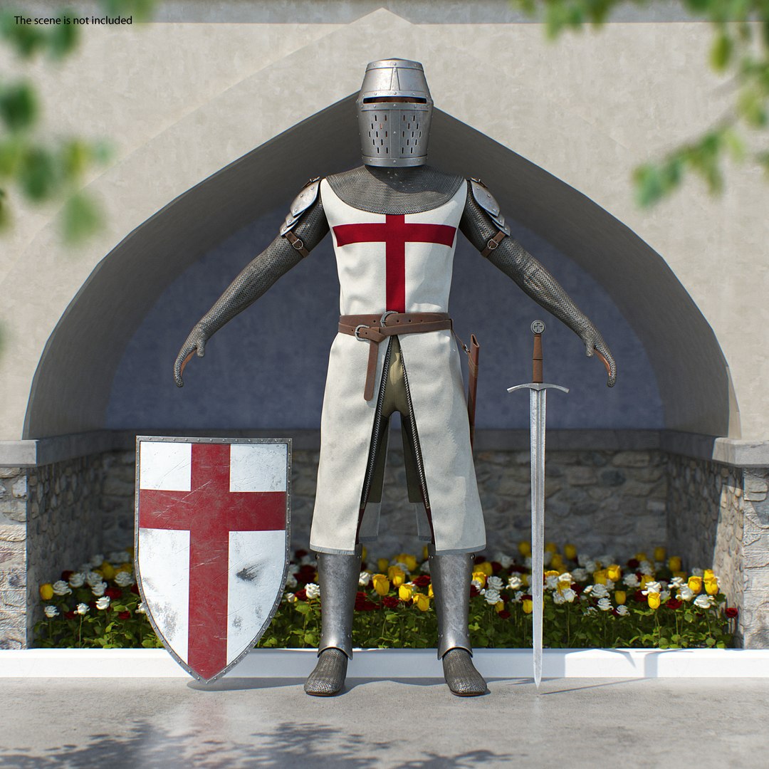 Knight Templar Set Rigged 3D model preview