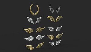 3D model Winged Laurel Wreath 3D model